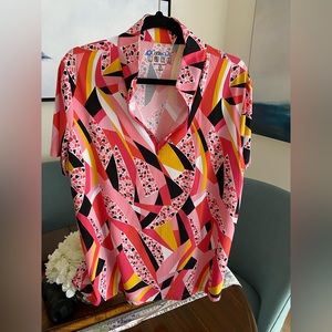 Ladies IBKUL short sleeve golf shirt.  Multi coloured like new condition